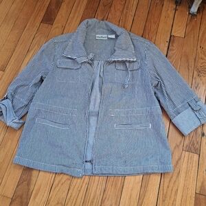 Patchington Navy and White Striped Blazer